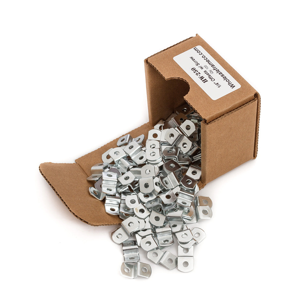 1/4" Offset Clips w/ Screws, Picture Frame Hardware, 100 count