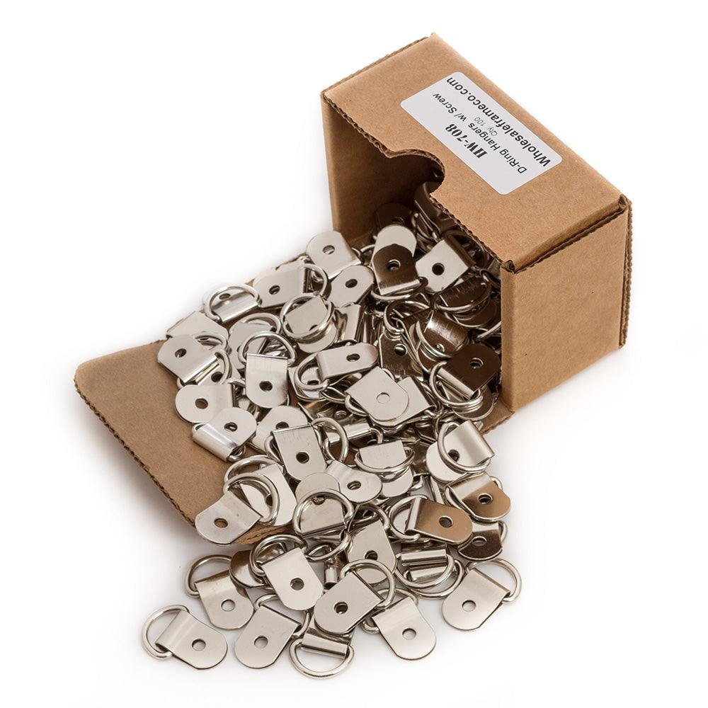 Box of 100 count One Hole D-Ring Hangers w/Screws