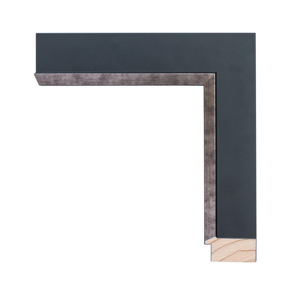 Contemporary Matte Black Frame with Pewter Lip, artist frame