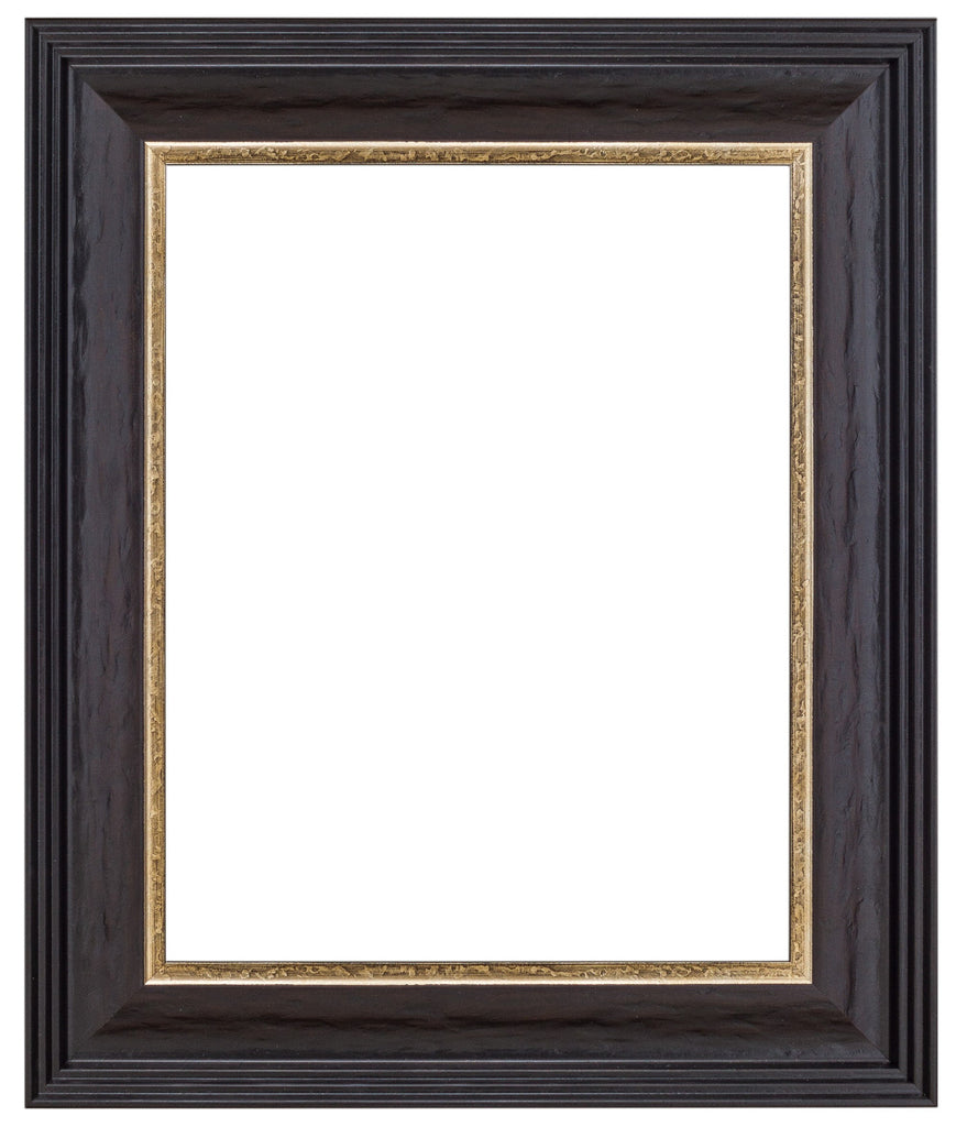 Dark Distressed Wood Frame with Silver Lip