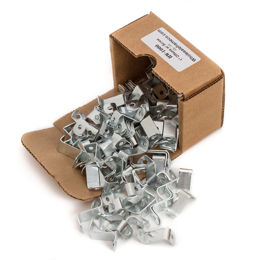 1" Offset Clips w/ Screws, Picture Hanging Hardware, Set of 100