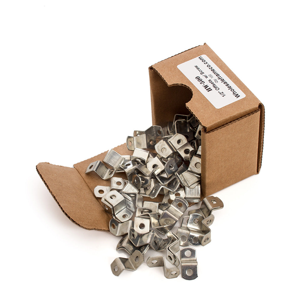 1/2" Offset Clips w/ Screws, Picture Frame Hardware, 100 count